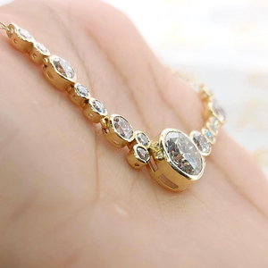 Round Brilliant Cut Diamond Pendant Necklace 18K <b>Solid</b> Gold Bezel Setting Classic Style Women's Wedding Jewelry - Product Image 2