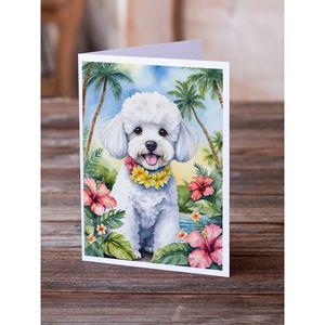 Bichon lunatique Frise Luau cartes de vœux Pack de 8 A7 taille 5x7 cartes vierges avec enveloppes - Product Image 2