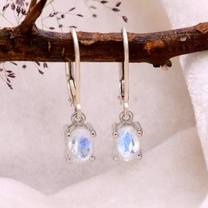 Rainbow Moonstone 925 Sterling <b>Silver</b> Dangle <b>Earrings</b> Handmade Gemstone Jewelry For Women Gift Elegant - Product Image 1