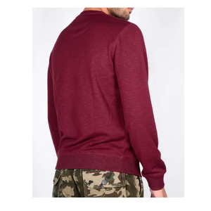 Lightweight <b>Men</b> Plain Crew Neck Sweatshirt Burgundy Maroon Fleece <b>Pullover</b> Blank Long Sleeve Casual Streetwear Top OEM - Product Image 2