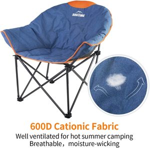 เก้าอี้ชายหาดพับได้เบาะบุนวมขนาดใหญ่กระเป๋าพกพาสะดวกสบายการออกแบบที่มั่นคงสำหรับการตั้งแคมป์การเดินป่าสำหรับใช้ในสวนวัสดุโลหะ - Product Image 4