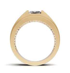 Anillo de Diamantes con Corte Esmeralda en Oro Amarillo para Mujer, con Diamantes Laterales, Certificado GIA, Joyería Clásica de Compromiso - Product Image 3