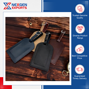 Etiqueta de equipaje de cuero PU hecha a mano y personalizada de la más alta calidad, de un fabricante y exportador indio. - Product Image 3