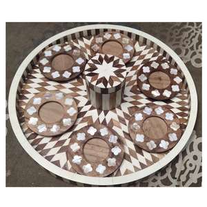 Bandeja de Servir Personalizada de Alta Calidad Hecha a Mano con Incrustaciones de Hueso Natural, Ecológica para Hogares, Restaurantes y Hoteles - Product Image 1