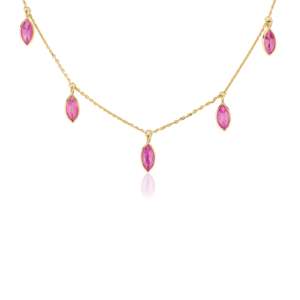 สร้อยคอเพชรทรงมาร์คีส์ VVS ทองคำ 18K สีเหลือง - Product Image 6