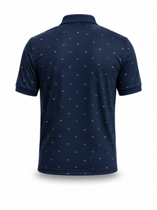 Chemise à manches courtes bleu marine pour homme avec logo personnalisé sur le devant, 100% coton tricoté respirant, service OEM, chemises de golf - Product Image 3