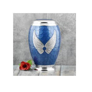 Urne funéraire de luxe artisanale en aluminium doré à rayures noires, écologique, durable et décorative pour cendres funéraires - Product Image 5