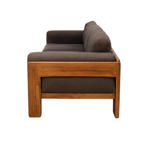 Sofá Moderno de Madera de Teca Sólida con un Solo Asiento y Brazos Tapizados en Tela para Sala de Estar, Hotel, Muebles de Madera Personalizados - Product Image 3