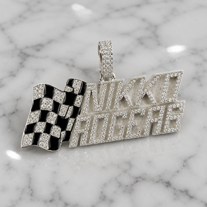 Collar de Plata 925 con Nombre Personalizado, Brillante en la Oscuridad, con Dijes de Esmalte, Bandera y Diamantes Moissanite, Colgantes de Estilo Hip Hop, Regalos para Amantes de los Deportes - Product Image 1