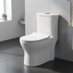 WC monobloc moderne en céramique à double chasse, à sortie verticale (S-Trap) ou horizontale (P-Trap), pour projets en pays du Golfe - Product Image 3