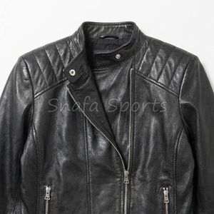 Veste en cuir noire courte et élégante pour filles, avec taille ajustable par fermeture éclair et design personnalisé, prix de gros - Product Image 3