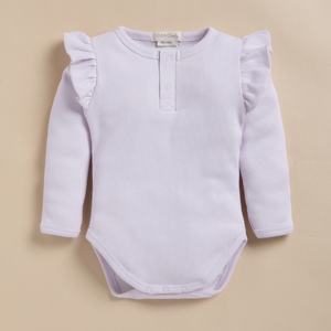 Body de manga larga de elastano de bambú orgánico de primera calidad-Lavender Fog - Product Image 1