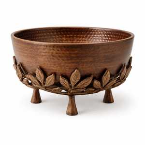 Bol en verre de luxe avec base en métal doré, bol à fruits décoratif, centre de table, base en feuille, décoration d'intérieur - Product Image 2