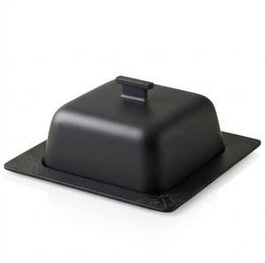 Beurrier carré avec couvercle, conservation de la fraîcheur, design minimaliste, beurrier en acier noir avec revêtement en poudre pour la cuisine - Product Image 2
