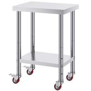 Banco da Lavoro a 4 Ruote in Acciaio Inossidabile per Carichi Pesanti, Capacità di Carico 700 LBS, 3 Altezze, 24x18x34 Pollici - Product Image 1