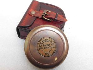Handcrafted <b>Antique</b> Brass Pocket <b>Compass</b> with Leather Case Vintage Nautical Navigation <b>Compass</b> Gift for Travelers Collectors Cam - Product Image 3