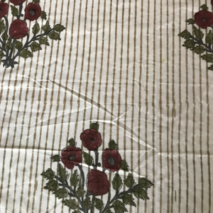 ผ้าฝ้ายพิมพ์ลายด้วยมือคุณภาพพรีเมียม ลายดอกไม้แบบมินิมอลพร้อมลายเส้น - Product Image 1