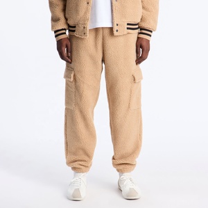 Pantalon de survêtement cargo en molleton pour homme, taille élastique, épais, décontracté, automne, poches latérales, séchage rapide, 100 % coton, cordon de serrage - Product Image 1