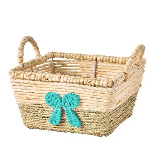 Panier de maïs de mélange de jonc de mer écologique avec la décoration de la maison de ruban, cadeau pour des vacances, cadeau valentine en gros du Vietnam - Product Image 3