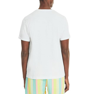 T-shirt en coton blanc pour homme, manches courtes, col rond, coupe classique, décontracté, couleur unie, jersey tricoté, design uni - Product Image 2