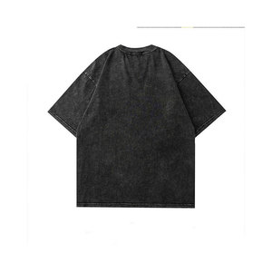 T-shirt personnalisé en gros de haute qualité 100% Coton/100% Polyester 220 grammes, épaules tombantes, devant uni, impression sérigraphique personnalisée, manches courtes - Product Image 2