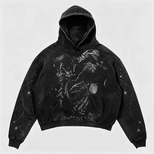 Servicio OEM al por mayor, logotipo personalizado, sudadera con capucha extragrande de algodón 100% de 500 g para invierno, con hombros caídos y bolsillo canguro. - Product Image 2