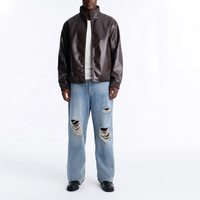 Blouson Bomber Homme en PU Design Premium, Motif Crocodile Gaufré, Fermeture Éclair, Col Montant, Veste Homme en Cuir Végétalien pour l'Automne