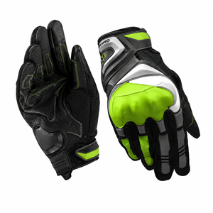 Guantes de Motocicleta Blancos con Detalles en Verde Neón, Protección en los Nudillos, Dedos Completos, Agarre para Pantalla Táctil, Soporte para Muñeca, Equipo de Protección Todoterreno - Product Image 1