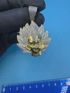 Colgante de Son Goku de Dragon Ball Z, Plata de Ley 925, Joyería Hip Hop, Chapado en Oro, con Incrustaciones de Moissanita VVS, Colgante Personalizado - Product Image 3