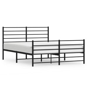 Cadre de lit double en acier noir avec revêtement poudré, lits en métal - Product Image 2