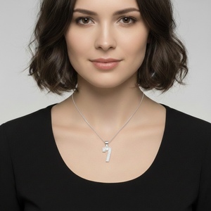 Diamtrendz Lucky Number 7 <b>Pendant</b> Chain 925 Silver Rhodium Plated Hiphop Cubic Zirconia Diamond 10K 14K 18K <b>Solid</b> <b>Gold</b> - Product Image 2