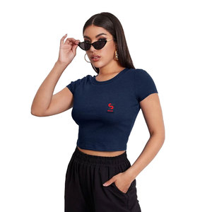 Top Corto para Mujer, de Alta Calidad, Elástico, Ajustado, con Diseño Liso, Combinable con Todo, Esencial para el Armario Básico - Product Image 2