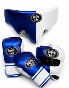 No Boxing No Life - Juego de Guantes de Boxeo para Entrenamiento y Sparring, 100% Cuero Vacuno Genuino, Azul y Blanco, Equipo de Protección, Hecho en México - Product Image 5