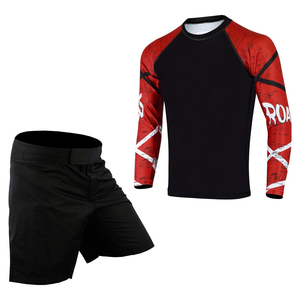 Men's Full Sleeve Rash Guard Set Black Red White Sublimation Print Quick Dry <b>Athletic</b> Training Kit - Product Image 5
