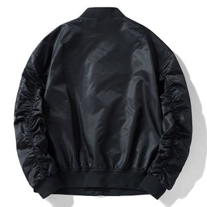 Blouson Bomber pour Garçons Rouge en Nylon avec Fermeture Éclair Col Montant Coupe Droite Couleur Unie Idéal Automne - Product Image 5