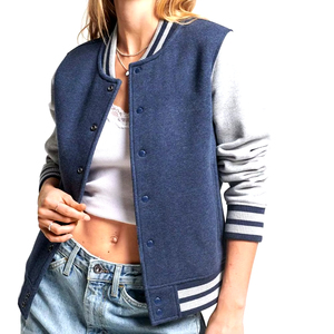 Veste universitaire unisexe en coton et polyester, couleur unie, fermeture à boutons, col rabattu, coupe courte décontractée, pour l'automne - Product Image 5