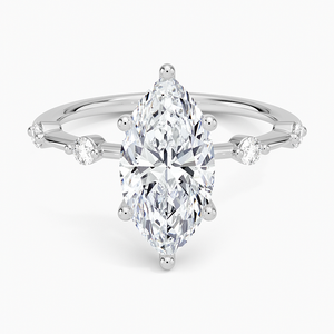 Bague SOJ 010 en argent 925 plaqué rhodium, sertie pavé de moissanite taille marquise, 2 carats, couleur D, clarté VVS1, pour fiançailles et mariage - Product Image 1