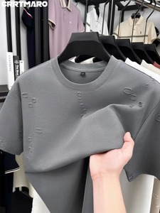 เสื้อยืดสไตล์วินเทจผู้ชายทรงโอเวอร์ไซส์ แขนสั้น ไหล่ตก ทรงหลวม ลุคซักยืด เอฟเฟกต์วินเทจ เสื้อยืดเท่ๆ - Product Image 6