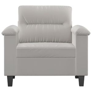 Fauteuil de salon en tissu microfibre gris clair, canapé compact avec structure en métal et contreplaqué, design compact - Product Image 3