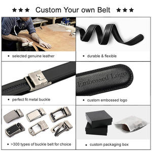 Ceinture automatique en cuir véritable personnalisée pour homme, ceinture à cliquet en cuir de vache, tenue décontractée ou professionnelle - Product Image 4