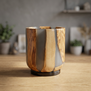 Quemador de Incienso Artesanal, Duradero y Ecológico, de Madera/Resina, para Uso Religioso, con Incrustaciones Geométricas y Copa en Forma de Estrella - Product Image 6