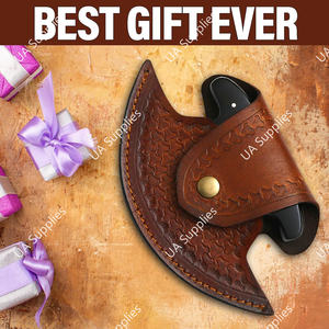 Cuchillo de Chef Ulu de Acero de Damasco, Ambidiestro, Estilo Moderno, Funda de Cuero y Madera, Multiusos, Duradero, Hecho a Mano, Ecológico - Product Image 2