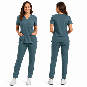 Medical <b>Scrubs</b> Set Nurse Uniform Hospital Clothing Stretch Fabric Breathable Doctor Nurse Apparel Private Label USA Supplier - Product Image 1