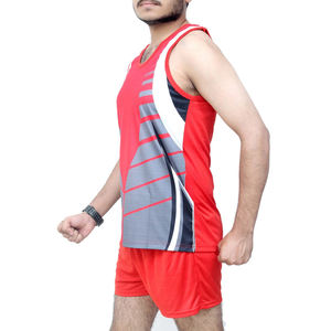 Débardeur sans manches pour homme, imprimé géométrique rouge, en polyester anti-humidité, vêtement de tennis, coupe athlétique, toutes saisons - Product Image 3