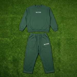Men Dark Green Crewneck Sweatshirt <b>Jogger</b> Pants <b>Set</b> <b>Matching</b> Two Piece Casual Streetwear Tracksuit - Product Image 5