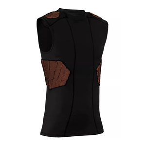<b>Men's</b> Sleeveless Padded <b>Vest</b> Black Moisture Wicking Fitted Mesh Football Chest Protection Adult All Seasons - Product Image 1