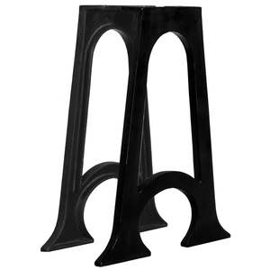 Juego de 2 patas de mesa de comedor de hierro fundido negro mediano - Product Image 1