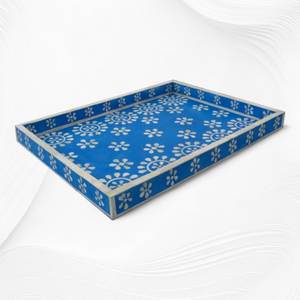 Authentic Indian Bone Inlay Modern Luxury Style Durable Rectangular Customizable Polished Dishwasher Safe <b>Mirrored</b> Finish Tray - Product Image 4