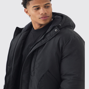Blouson matelassé à capuche zippé pour homme, nouveau design, enduit, coupe-vent, imperméable, extrêmement chaud, hiver, vente en gros, OEM ODM - Product Image 3