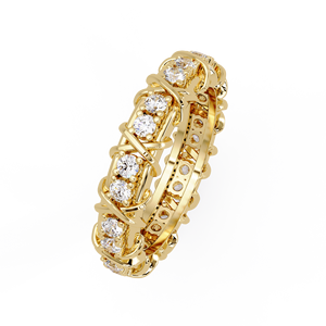 Luxury <b>Cross</b> Stitch Design Eternity Band 14K Solid Gold Round Lab Grown Diamond <b>Rings</b> Bridal's Wedding <b>Rings</b> Engagement <b>Rings</b> - Product Image 3
